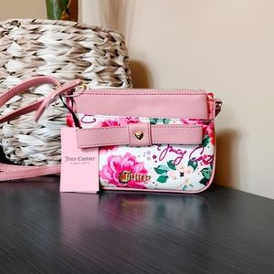 JUICY COUTURE |  Floral Pink, Removable Pouch, Adjustable Crossbody Bag